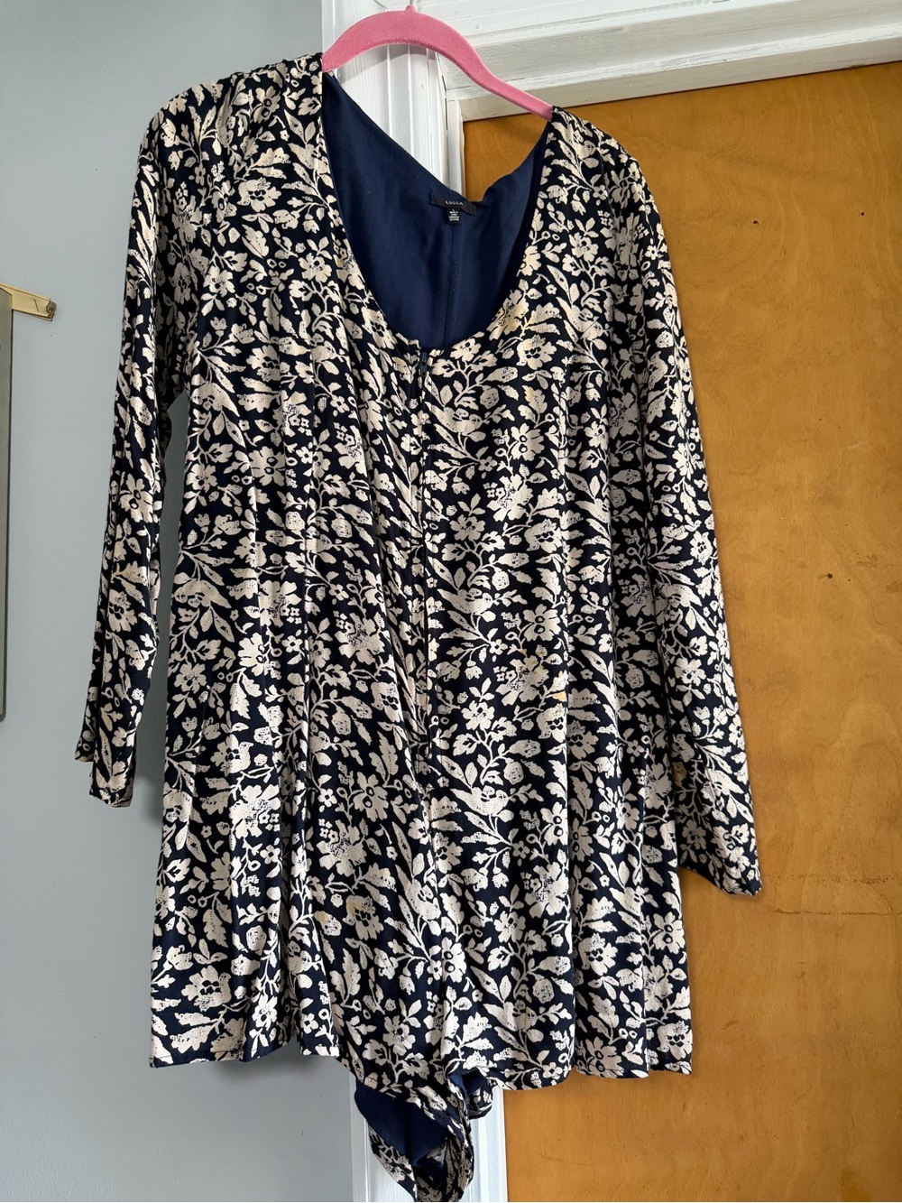Floral Scoop-Neck Jumpsuit in Navy and Cream